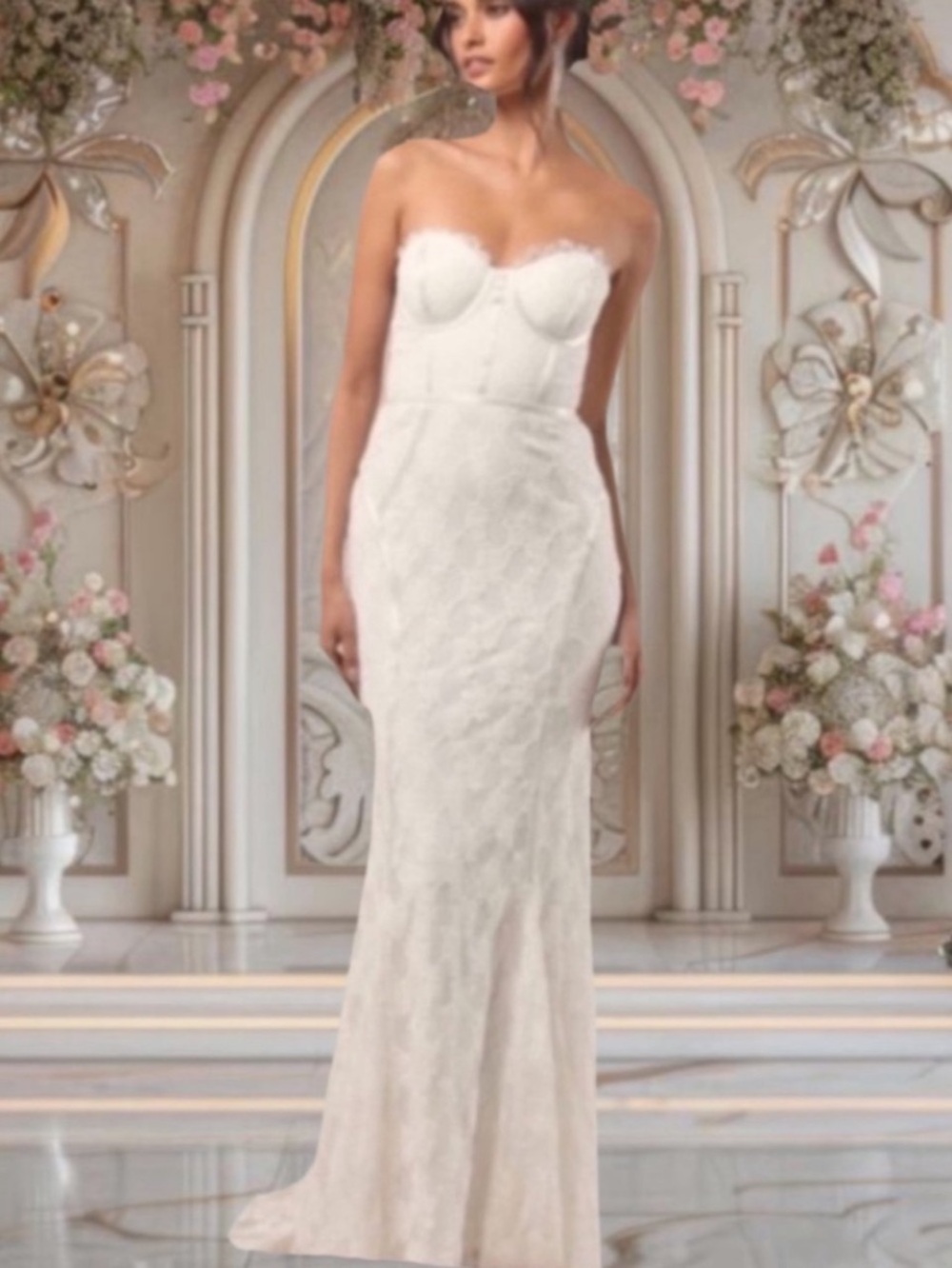 New Strapless Lace Mermaid Wedding Dress in White Sz Medium